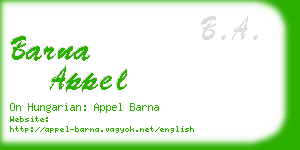 barna appel business card